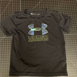 Under Armour Kids Black Tee with Blue Logo